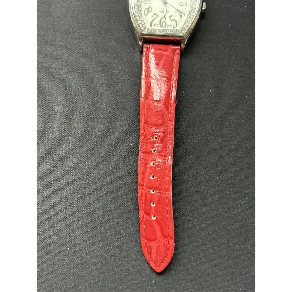 Silver Tone Red Band Women’s Quartz Watch